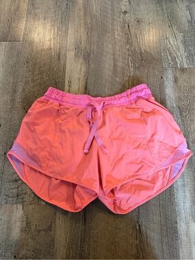 lululemon athletica Hotty Hot Coral Pink Layered Athletic Shorts 6